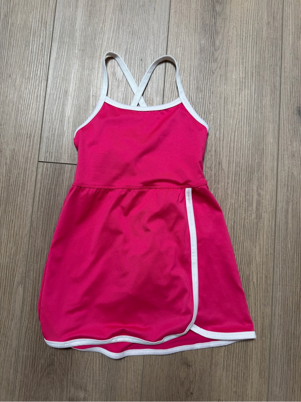 All In Motion Bright Pink Girls' Athletic Skort Dress with White Trim